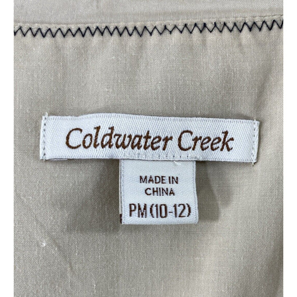 Coldwater Creek Top Womens PM 10-12 Tan Silk Blend Sleeveless Blouse 1/4 Zip - Picture 3 of 9